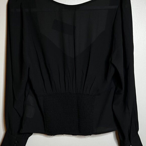 Abercrombie & Fitch Black Blouse 9 Button V Neck Front Size L - Picture 4 of 5